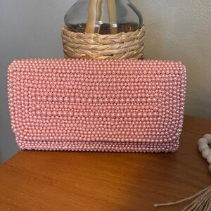 Island to East Side Elegant Pink Beaded Clutch